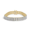 IGI Certified 14K Yellow Gold Plated Sterling Silver 10.0 Cttw Diamond 4 Row Tennis Bracelet-0