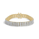 IGI Certified 14K Yellow Gold Plated Sterling Silver 10.0 Cttw Diamond 4 Row Tennis Bracelet-0 thumbnail 1