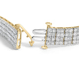 IGI Certified 14K Yellow Gold Plated Sterling Silver 10.0 Cttw Diamond 4 Row Tennis Bracelet-1 thumbnail 2