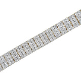 IGI Certified 14K Yellow Gold Plated Sterling Silver 10.0 Cttw Diamond 4 Row Tennis Bracelet-4 thumbnail 5