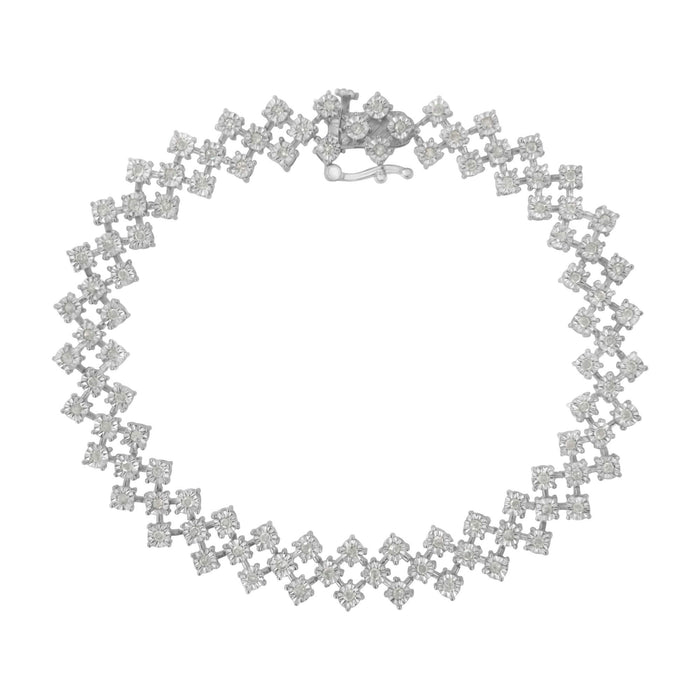 .925 Sterling Silver 1.0 cttw Miracle-Set Round Diamond 
