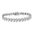 925 sterling silver bracelet with round diamond S-link design