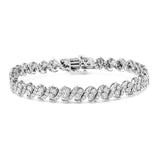 925 sterling silver bracelet with round diamond S-link design thumbnail 1