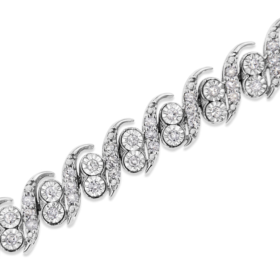 .925 Sterling Silver 2.0 Cttw Round-Cut Diamond 