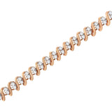 14KT Rose Gold Plated Sterling Silver Diamond S Link Tennis Bracelet (2 cttw, J-K Color, I1-I2 Clarity) - Size 7.5
