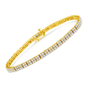 14K Yellow Gold Plated .925 Sterling Silver 3.0 Cttw Diamond Link Bracelet (K-L Color, I2-I3 Clarity) - 7.25