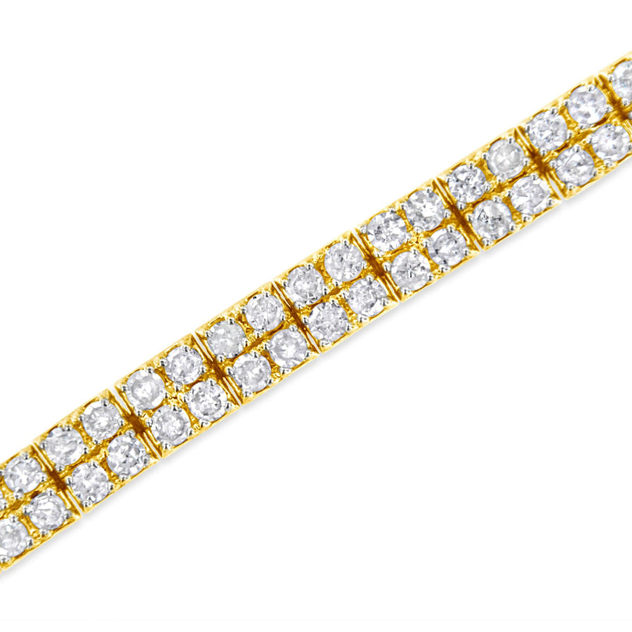 14K Yellow Gold Plated .925 Sterling Silver 3.0 Cttw Diamond Link Bracelet (K-L Color, I2-I3 Clarity) - 7.25