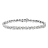 925 sterling silver bracelet with bezel-set round diamond miracle links thumbnail 1