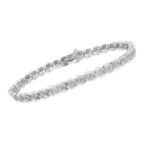 .925 Sterling Silver 1.0 cttw Miracle Set Diamond Spiraling Bezel Link Bracelet(I-J Color, I3 Clarity) -7.25