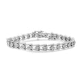 925 sterling silver bracelet with double row miracle-set diamond stones