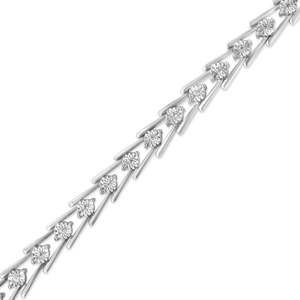 .925 Sterling Silver Diamond Miracle-Set Double Swoosh Milgrain Style Tennis Bracelet (1/2 cttw, I-J Color, I3 Clarity) - Size 7.75