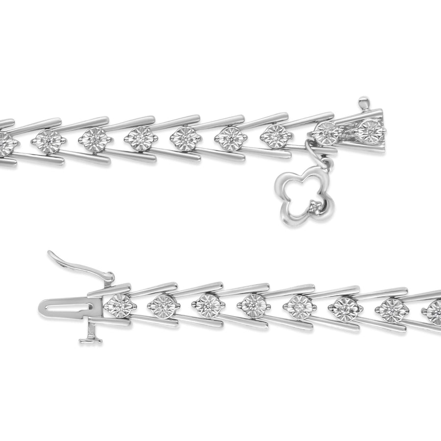 .925 Sterling Silver Diamond Miracle-Set Double Swoosh Milgrain Style Tennis Bracelet (1/2 cttw, I-J Color, I3 Clarity) - Size 7.75
