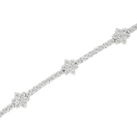 .925 Sterling Silver 1.0 cttw Miracle-Set Diamond Floral Station Tennis Bracelet (I-J Color, I3 Clarity) - 7-1/2