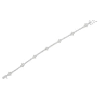 .925 Sterling Silver 1.0 cttw Miracle-Set Diamond Floral Station Tennis Bracelet (I-J Color, I3 Clarity) - 7-1/2