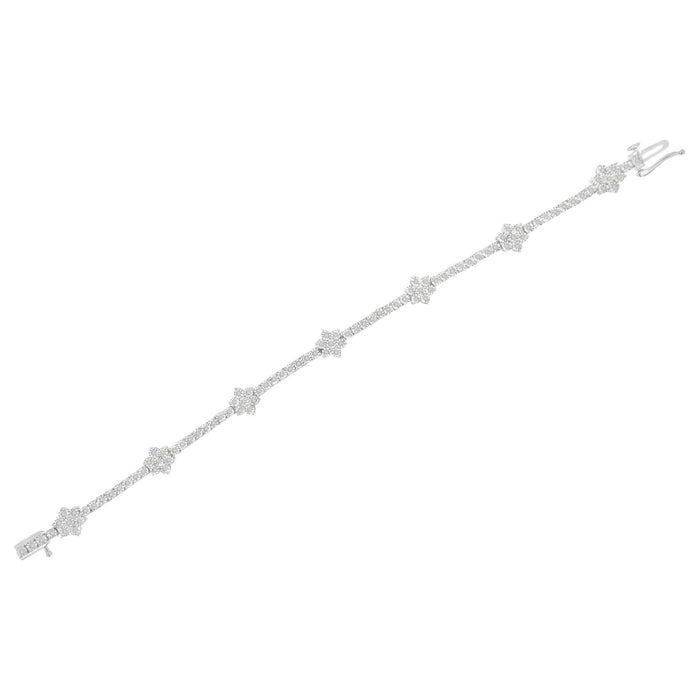 .925 Sterling Silver 1.0 cttw Miracle-Set Diamond Floral Station Tennis Bracelet (I-J Color, I3 Clarity) - 7-1/2