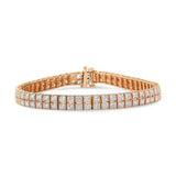 14K Rose Gold 3.0 Cttw Lab Grown Diamond Two Row Milgrain 7