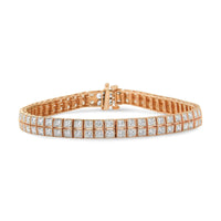 14K Rose Gold 3.0 Cttw Lab Grown Diamond Two Row Milgrain 7