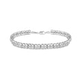 925 sterling silver double-link tennis bracelet with round diamond stones