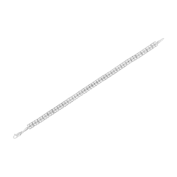 .925 Sterling Silver 1/10 Cttw Diamond Double-Link 7