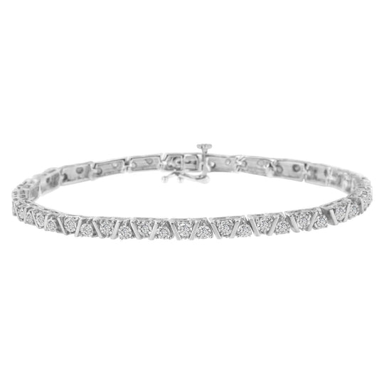 .925 Sterling Silver 1.0 cttw Miracle-Set Diamond Tennis Bracelet (I-J Color, I3 Clarity) - 7.25"-0