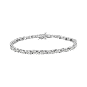 .925 Sterling Silver 1.0 cttw Miracle-Set Diamond Tennis Bracelet (I-J Color, I3 Clarity) - 7.25