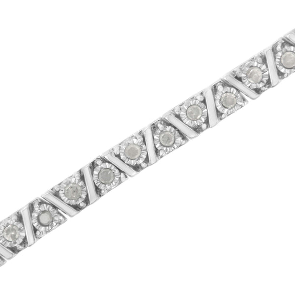 .925 Sterling Silver 1.0 cttw Miracle-Set Diamond Tennis Bracelet (I-J Color, I3 Clarity) - 7.25