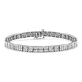 925 sterling silver bracelet with 4 round diamond stones on a box link chain