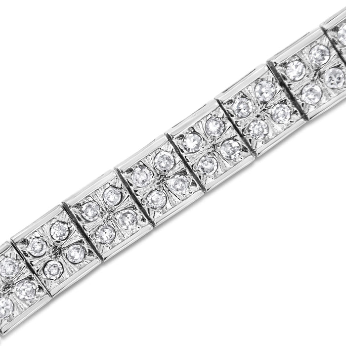 .925 Sterling Silver 2 Cttw Prong Set Round-Cut Diamond 4 Stone Box Link Bracelet (I-J Color, I3 Clarity) - 7.25