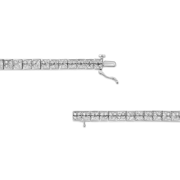 .925 Sterling Silver 2 Cttw Prong Set Round-Cut Diamond 4 Stone Box Link Bracelet (I-J Color, I3 Clarity) - 7.25