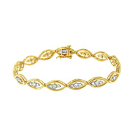 10K Yellow Gold Plated .925 Sterling Silver 1 cttw Prong Set Round-Cut Diamond Link Bracelet (J-K Color, I1-I2 Clarity) - 7.25