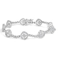 925 sterling silver bracelet with square halo diamond link stones