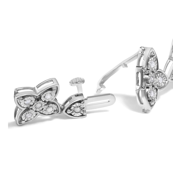.925 Sterling Silver 1 cttw Miracle-Set Diamond 4 Leaf Clover Link Bracelet (I-J Clarity, I3 Color) - Size 7.25