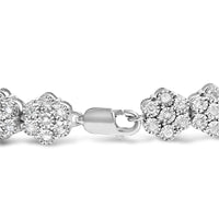 .925 Sterling Silver 2.0 cttw Diamond 7 Stone Floral Cluster Link Bracelet (I-J Color, I3 Clarity) -7.25