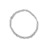 .925 Sterling Silver 2.0 cttw Diamond 7 Stone Floral Cluster Link Bracelet (I-J Color, I3 Clarity) -7.25