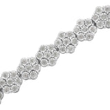 .925 Sterling Silver 2.0 cttw Diamond 7 Stone Floral Cluster Link Bracelet (I-J Color, I3 Clarity) -7.25