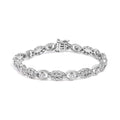 10K white gold bracelet with cluster diamond stones and milgrain links