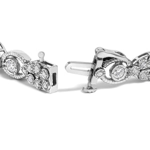 10K White Gold 2.0 Cttw Diamond Milgrain Cluster Link Bracelet-1