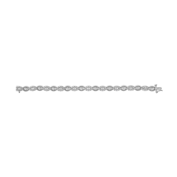 10K White Gold 2.0 Cttw Diamond Milgrain Cluster Link Bracelet