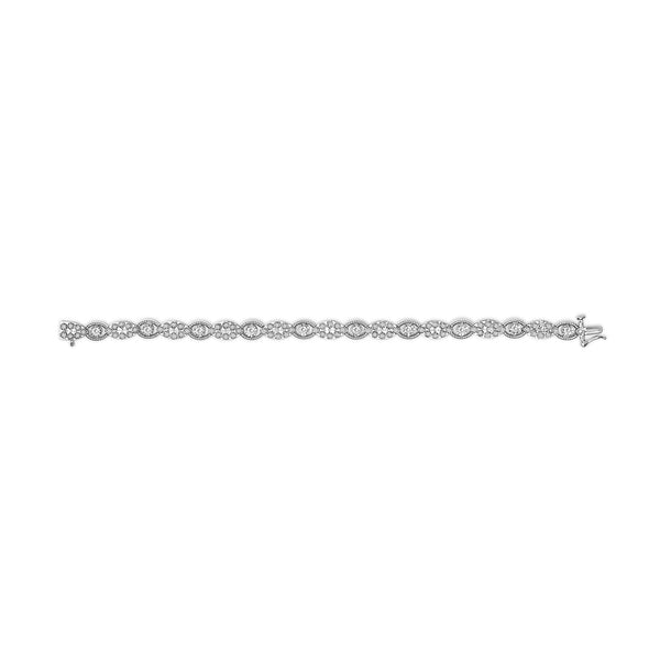 10K White Gold 2.0 Cttw Diamond Milgrain Cluster Link Bracelet