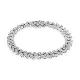 .925 Sterling Silver 2.00 Cttw Miracle Set Diamond Laurel Wreath Link Bracelet (I-J color, I3 clarity) - 7.25