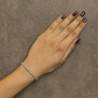 14K White Gold 3.0 Cttw Lab Grown Diamond Illusion-Set Miracle Plate Tennis Bracelet (F-G Color, VS1-VS2 Clarity) - Size 7.25