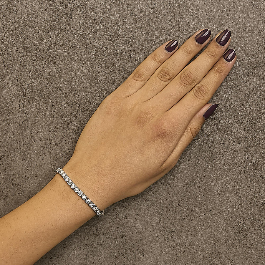 14K White Gold 3.0 Cttw Lab Grown Diamond Illusion-Set Miracle Plate Tennis Bracelet (F-G Color, VS1-VS2 Clarity) - Size 7.25