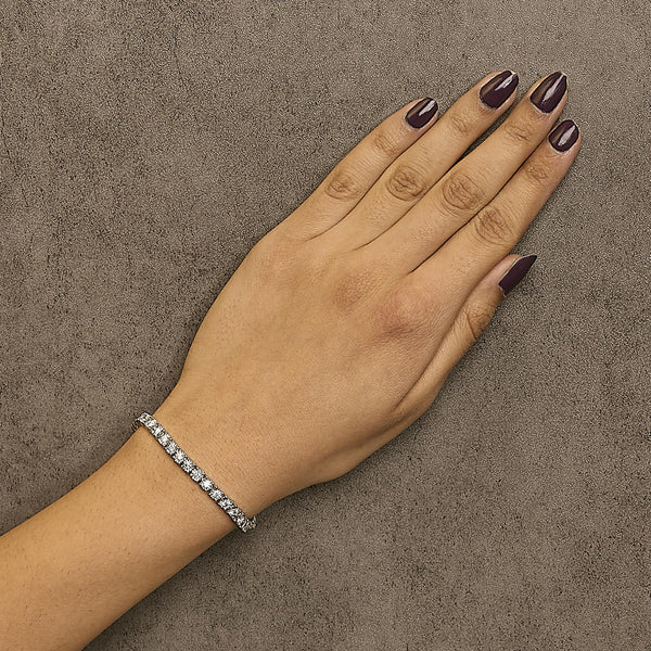 14K White Gold 3.0 Cttw Lab Grown Diamond Illusion-Set Miracle Plate Tennis Bracelet (F-G Color, VS1-VS2 Clarity) - Size 7.25