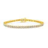 14K Yellow Gold Plated .925 Sterling Silver 3.0 Cttw Miracle-Set Diamond Tennis Bracelet (L-M Color, I2-I3 Clarity) - 7.25