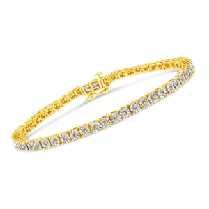 14K Yellow Gold Plated .925 Sterling Silver 3.0 Cttw Miracle-Set Diamond Tennis Bracelet (L-M Color, I2-I3 Clarity) - 7.25