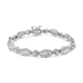 925 sterling silver bracelet with round diamond stones in bezel and leaf links