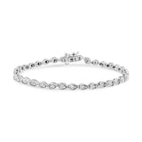 .925 Sterling Silver 1/10 Cttw Round-Cut Diamond Pear Link 7.25