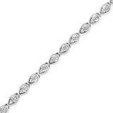 .925 Sterling Silver 1/10 Cttw Round-Cut Diamond Pear Link 7.25