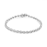 .925 Sterling Silver 1/10 Cttw Round-Cut Diamond Pear Link 7.25