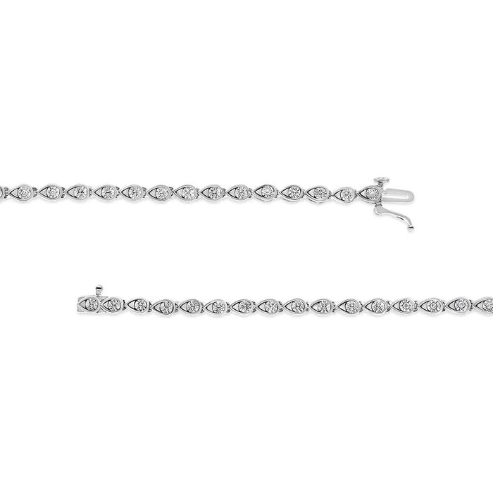 .925 Sterling Silver 1/10 Cttw Round-Cut Diamond Pear Link 7.25